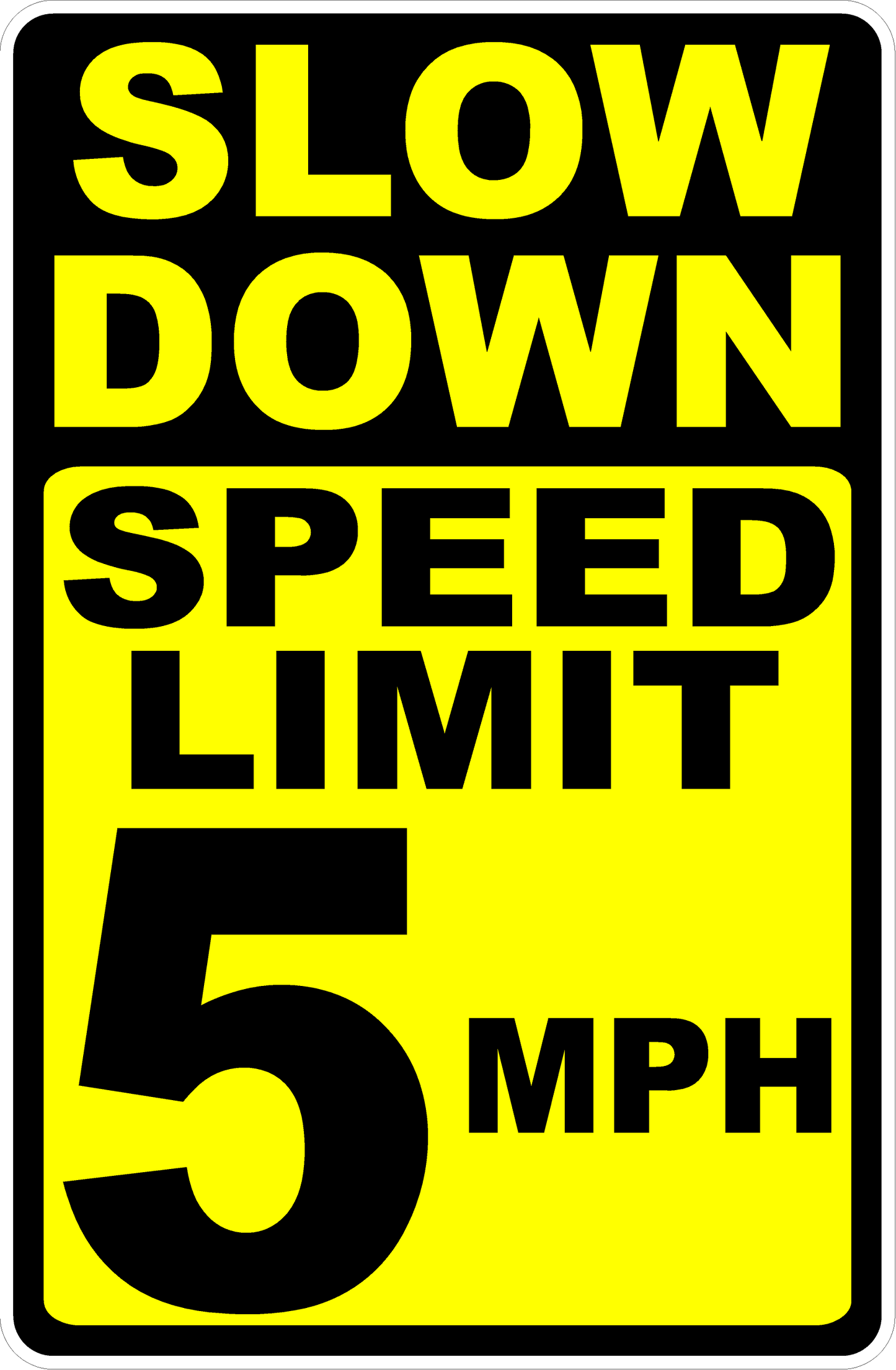 Slow Down Speed Limit 5 MPH Sign