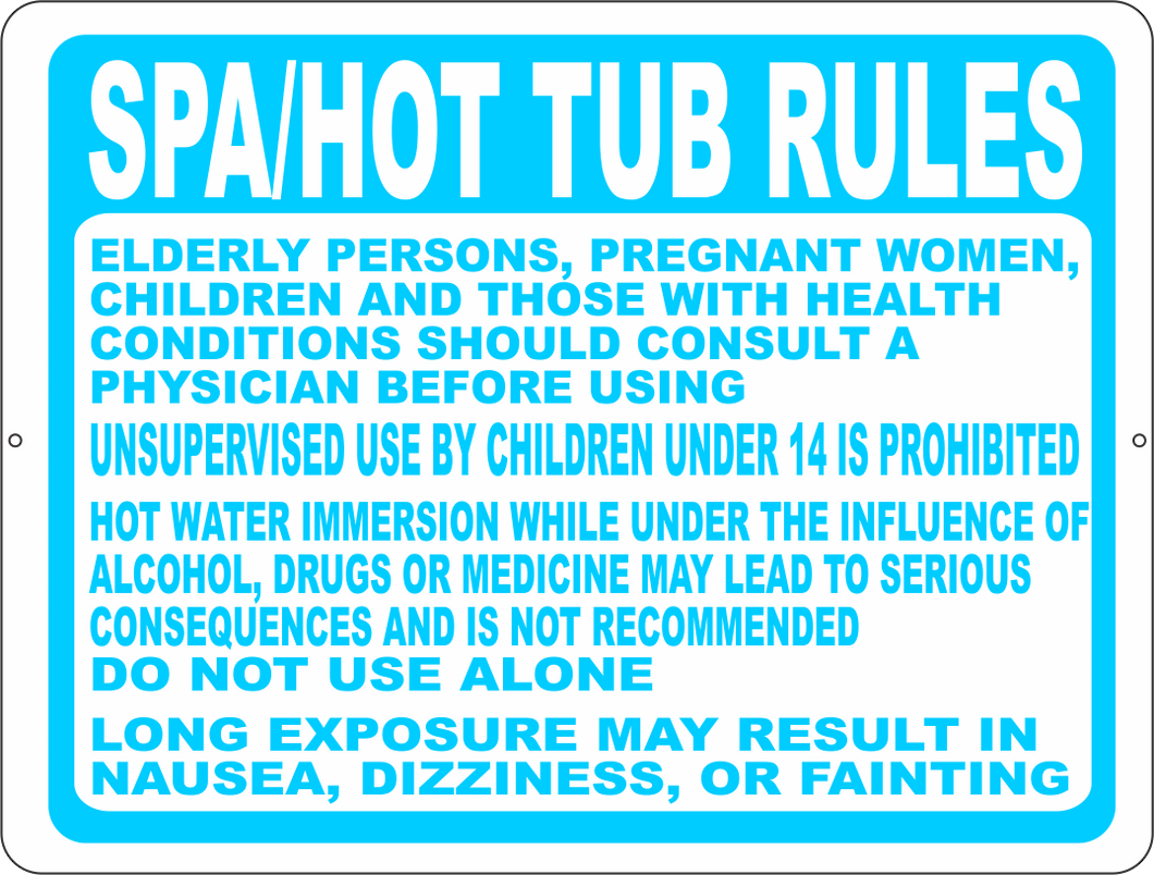 Spa Hot Tub Rules Sign
