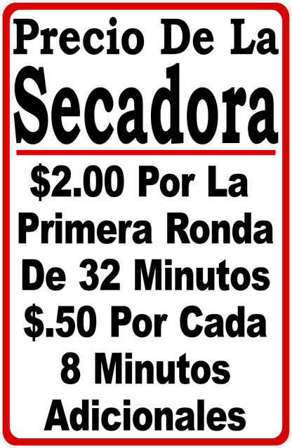 Spanish Commercial Dryer Pricing Sign