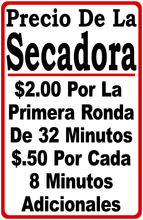 Spanish Commercial Dryer Pricing Sign