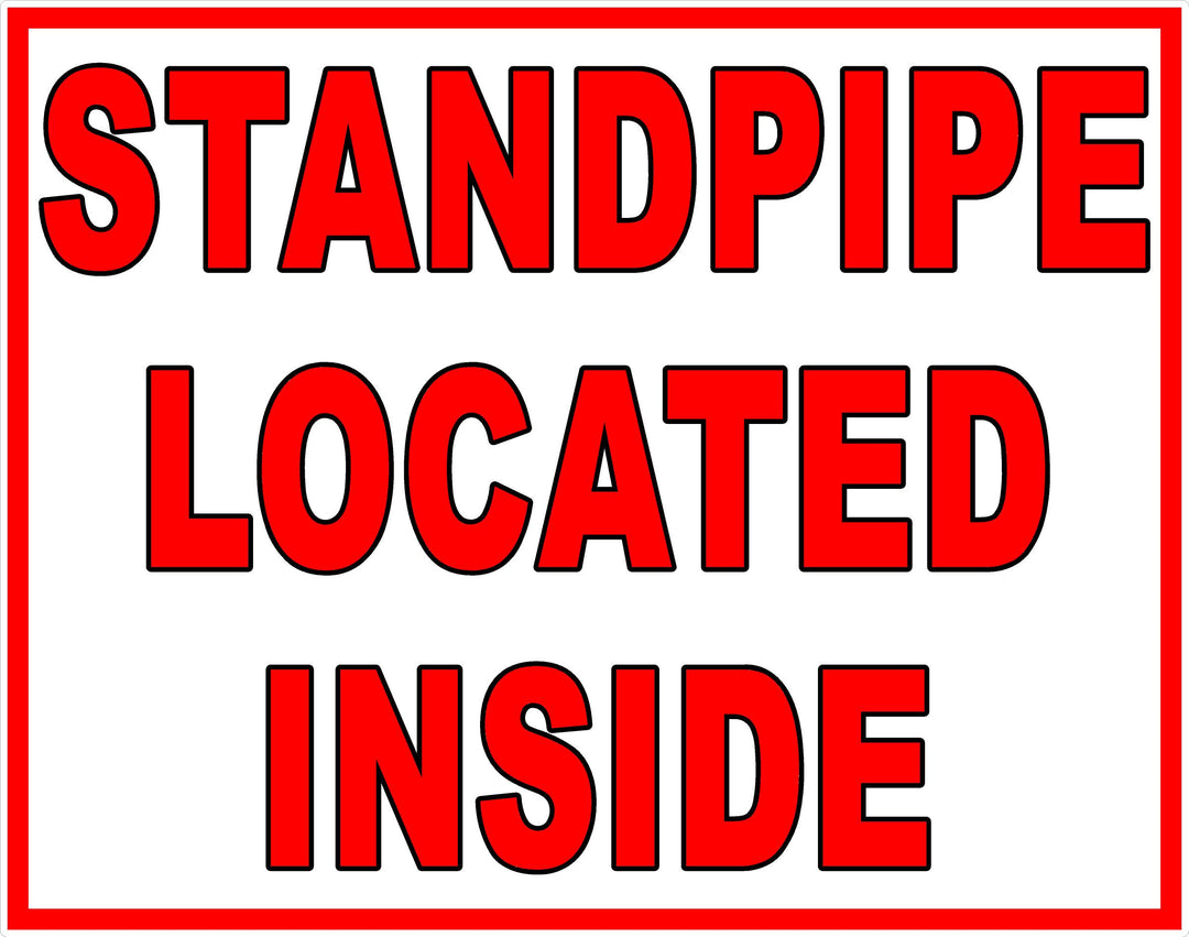 Standpipe Located Inside Decal. Multi-Pack – Signs by SalaGraphics