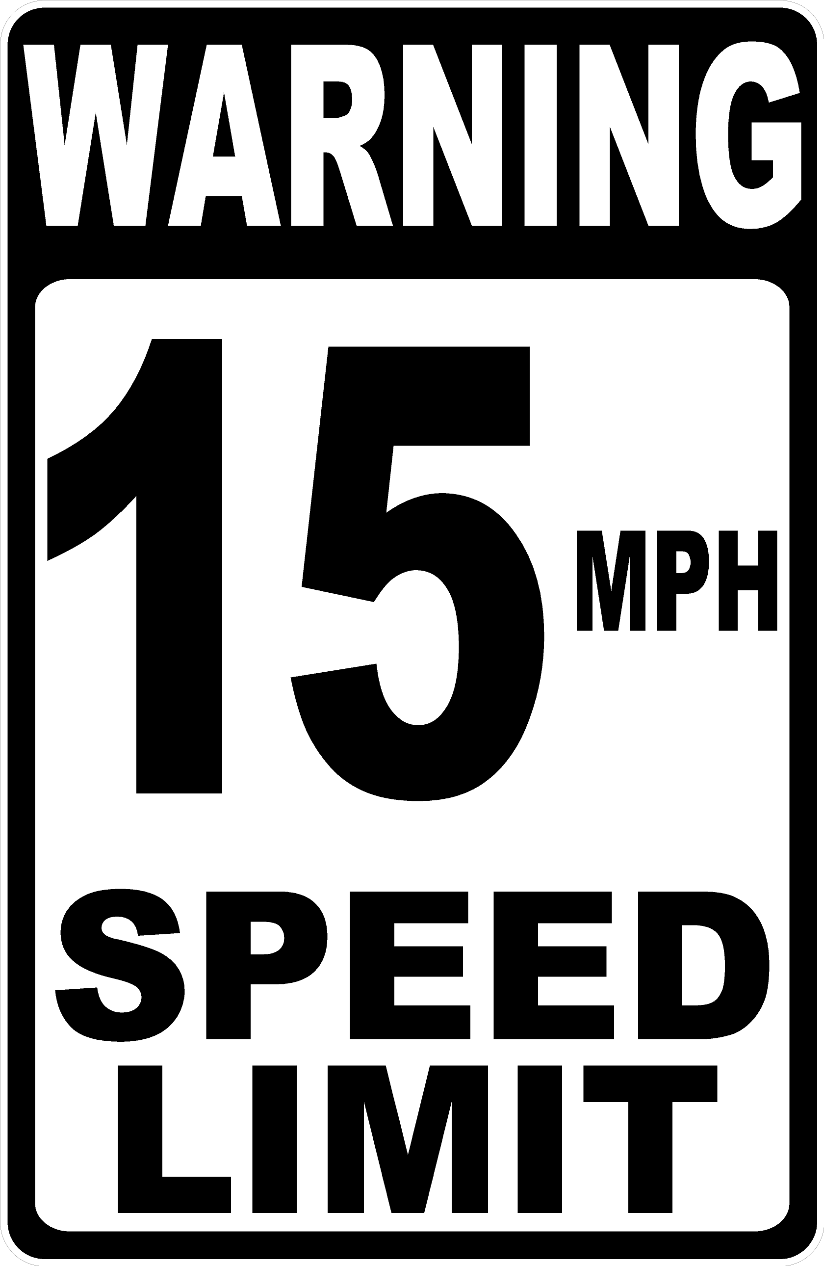 Warning 15 MPH Speed Limit Sign Signs by SalaGraphics