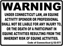 Warning Connecticut Equine Law Sign