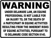 Warning Delaware Equine Law Sign