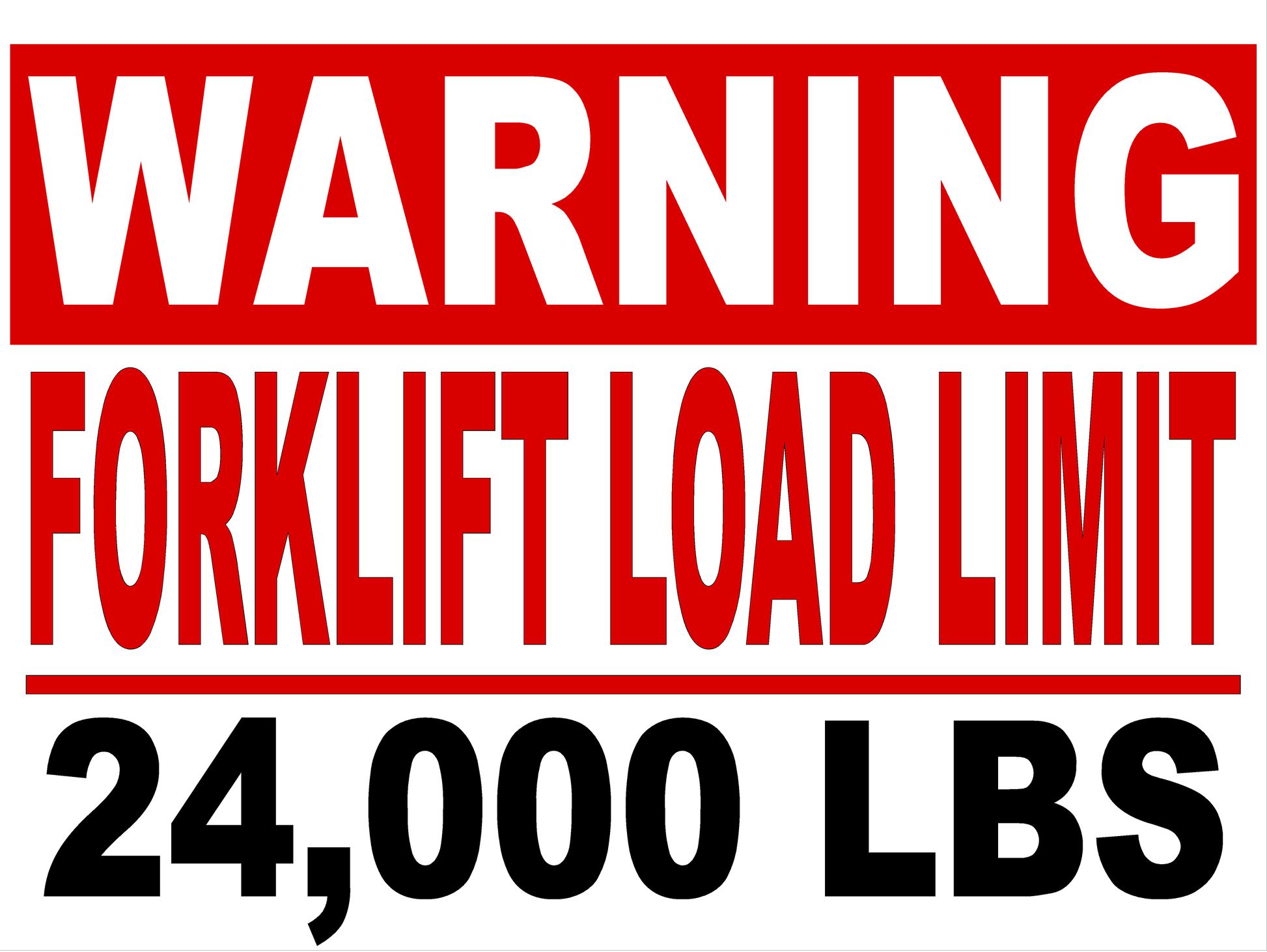 Warning Forklift Load Limit Decal
