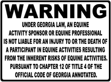 Warning Georgia Equine Law Sign