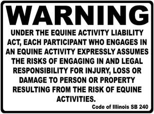 Warning Illinois Equine Law Sign