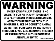Warning Kansas Equine Law Sign