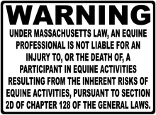 Warning Massachusetts Equine Law Sign