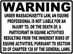 Warning Massachusetts Equine Law Sign