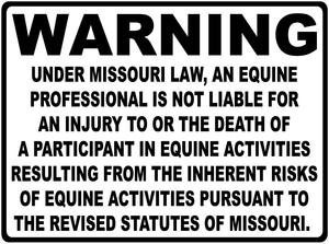 Warning Missouri Equine Law Sign