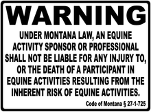 Warning Montana Equine Law Sign