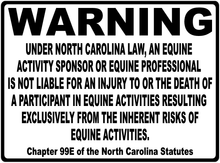 Warning North Carolina Equine Law Sign