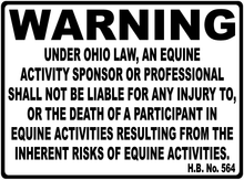 Warning Ohio Equine Law Sign
