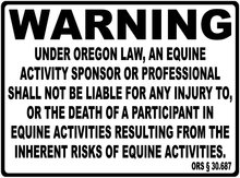 Warning Oregon Equine Law Sign