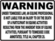 Warning Tennessee Equine Law Sign