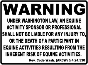 Warning Washington Equine Law Sign