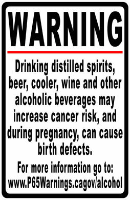 CA Prop 65 Alcoholic Beverages Sign