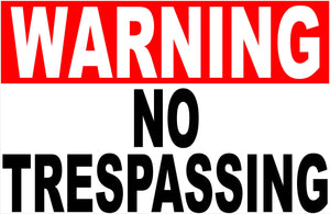 Warning No Trespassing Sign