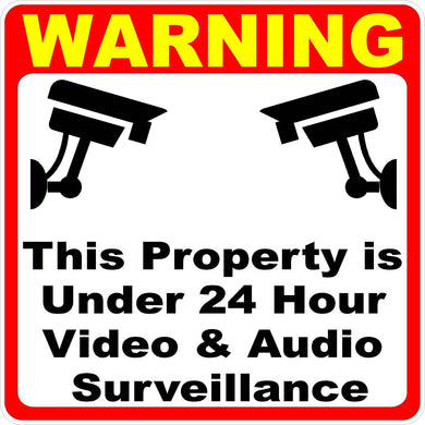 Warning Property Under 24 Hour Video Surveillance Decal - Signs & Decals by SalaGraphics