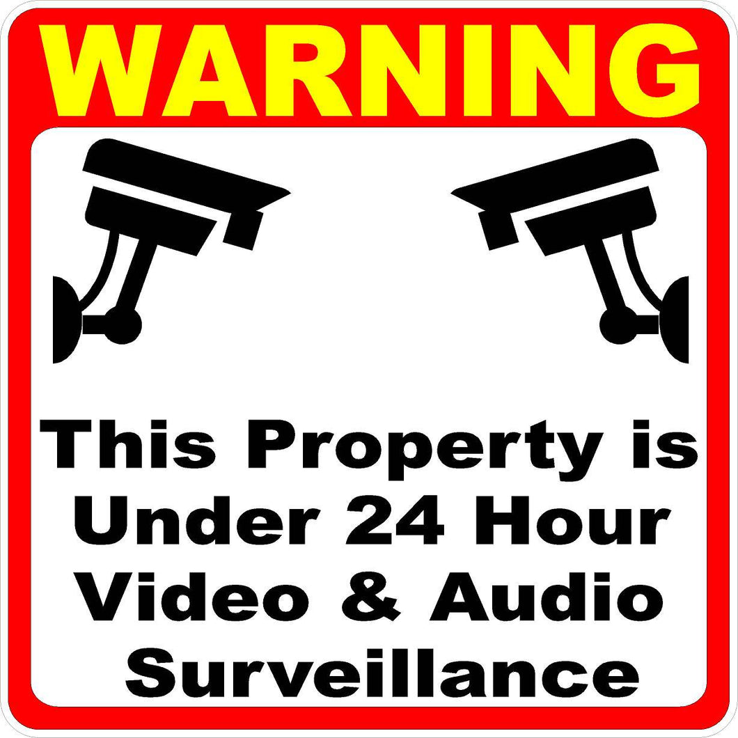 Warning Property Under 24 Hour Video Surveillance Decal - Signs & Decals by SalaGraphics