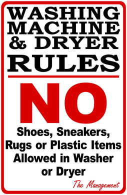 Washing Machine & Dryer Rules Sign